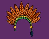 Coloring page Indian feather crown head painted byCharlotte