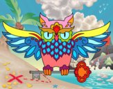 Coloring page Owl with key tattoo painted byponee59
