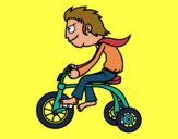 Coloring page Boy in tricycle painted bymindella