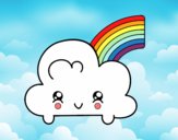 Coloring page  Cloud with Rainbow Kawaii painted bybarbie_kil