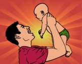 Coloring page Father and baby painted byvaishu