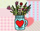 Coloring page Pot with wild flowers and a heart painted bybarbie_kil