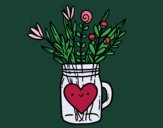 Coloring page Pot with wild flowers and a heart painted byGreyWolf