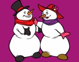 Coloring page Couple of Snowmen painted byKota