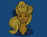 Coloring page Pin-up hairstyle  painted byCharlotte