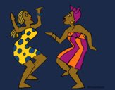 Coloring page Dancing women painted byCharlotte
