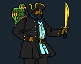 Coloring page Pirate with parrot painted byCharlotte