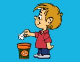 Coloring page Boy Recycling paper painted bymindella