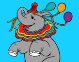 Coloring page Elephant with 3 balloons painted bymindella