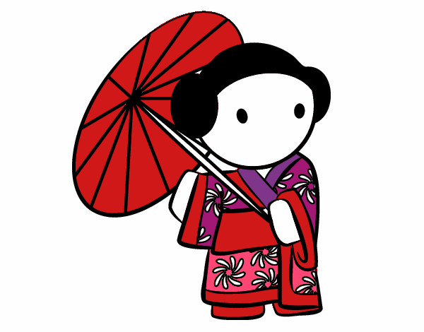 Geisha with lady's umbrella