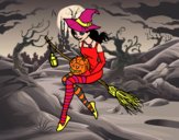 Coloring page Halloween Witch painted byGramanana4