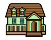 Coloring page American house painted byAnia