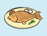 Coloring page Fish plate painted byJijicream