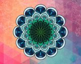 Coloring page Mandala flower and sheets painted byTaylor