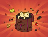 Coloring page Cat in a backpack painted byLaLaLandie