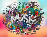 Coloring page Musical collage painted byGhada 