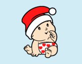 Coloring page Baby with Santa Claus Hat painted byAnia