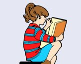 Coloring page Little girl reading painted byAnia