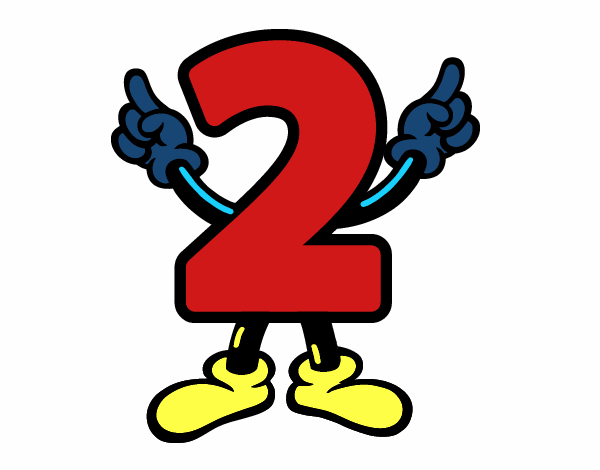 Цифра два в образе человека. Число 2. Цветные двойка картинка для детей. Number2 for Coloring.