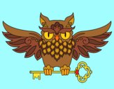 Coloring page Owl with key tattoo painted bywequix