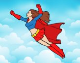 Coloring page Super girl flying painted bywequix