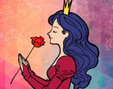 Coloring page Princess and rose painted byJijicream