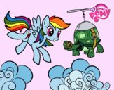 Coloring page Rainbow Dash and Tank Turtle painted byJijicream