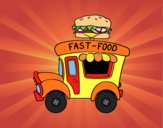 Coloring page Burger food truck painted byJijicream