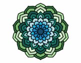 Coloring page Mandala flower petals painted bycolors 