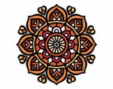 Coloring page Mandala for mental concentration painted bycolors 