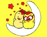 Coloring page Love birds painted bybianca