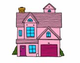 Coloring page American family house painted byAlexi