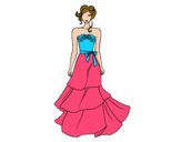 Coloring page Strapless wedding dress painted byAlexi
