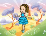 Coloring page Girl with party dress painted byAlexi