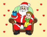 Coloring page Santa Claus and child at Christmas painted byAnia