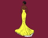 Coloring page Wedding dress with tail painted bygobishop