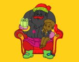 Coloring page Santa Claus and child at Christmas painted byElJaiden