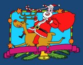 Coloring page Santa Claus and Christmas reindeer painted byZsuzsanna 