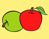 Coloring page Two apples painted byAnia