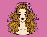 Coloring page Hairstyle with flower painted byAnia
