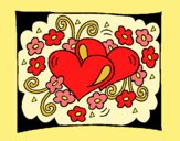 Coloring page Hearts and flowers painted byAnia