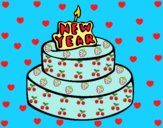 Coloring page New year cake painted byAnia
