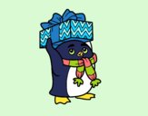 Penguin with Christmas gift