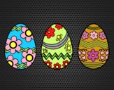 Coloring page Three Easter eggs painted byAnia