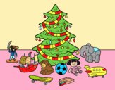 Coloring page Christmas tree with some toys painted byAnia