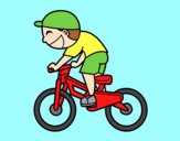 Coloring page Cyclist child painted byAnia