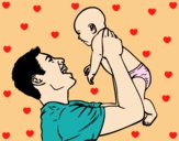 Coloring page Father and baby painted byAnia