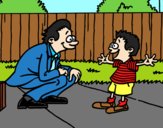 Coloring page Father with son painted byAnia