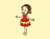 Coloring page Girl with party dress painted byAnia