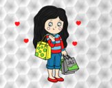 Coloring page Summer girl with shopping painted byAnia